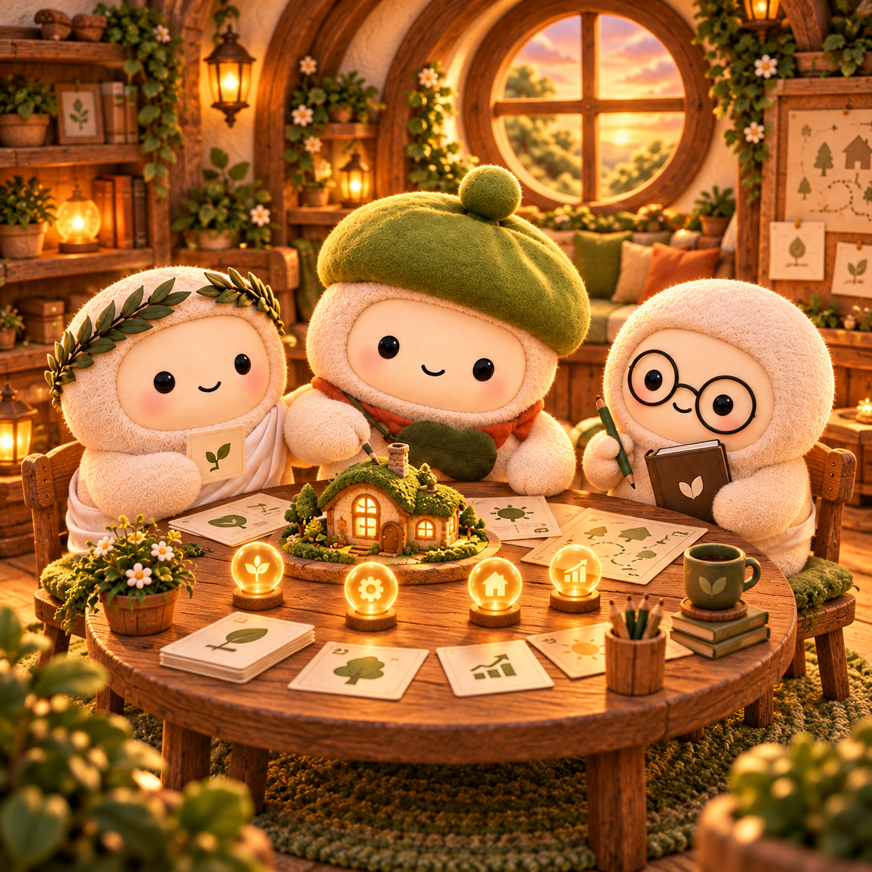 Three Muse agents collaborating around a table